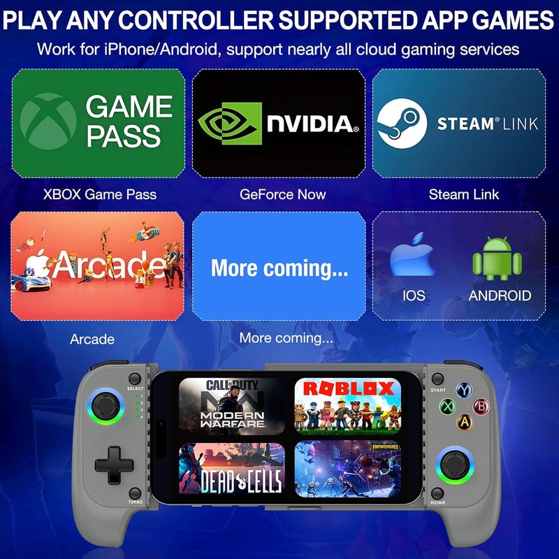 NinjaPlusOX Phone Game Controller for iPhone/Android with with Hall Joystick, Wireless Mobile Game Controller Support Xbox Cloud, Steam Link, Call of Duty, Roblox, Cloud iOS Android Controller - Image 3